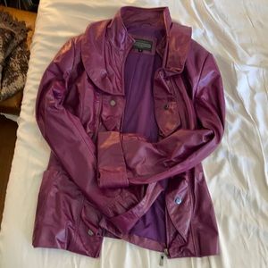 Buttery purple leather ruffle jacket